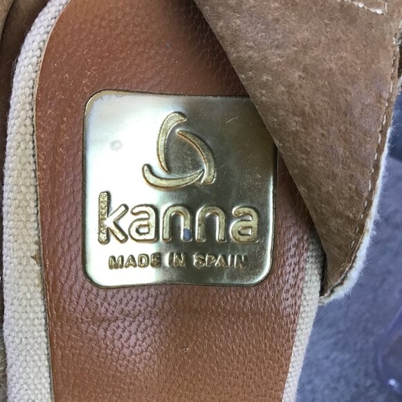 Kanna Women's Sandals Size 9 Espadrille Wedge Reptile Embossed Open Toe Strap - Picture 7 of 9